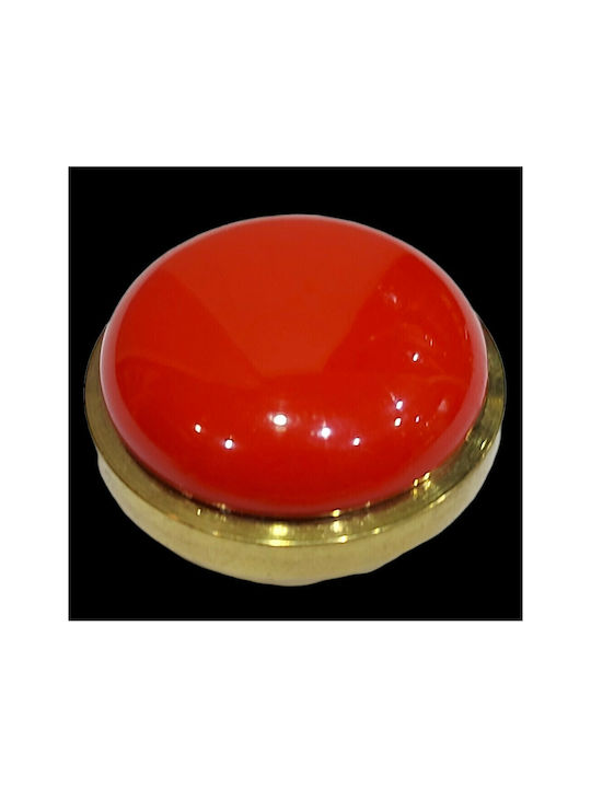 Italian Brass Furniture Knob Omp Porro 11218-20a1 Diameter 25mm Gold-Red