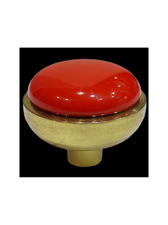 Italian Brass Furniture Knob Omp Porro 11218-20a1 Diameter 25mm Gold-Red