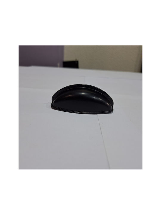Black Italian Furniture Flush Handle Eureka 9413-064-mau Matte Finish Diameter 6.4cm