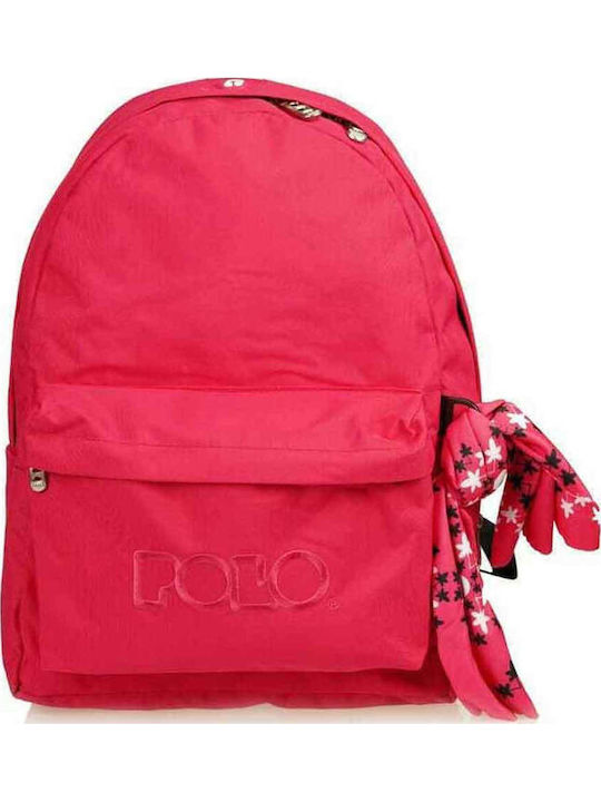 Polo Original Scarf Ghiozdan de Spate Școala Gimnazială - Liceu cu Husă pentru Sticlă de Apă Roz Închis 20 Litri 30 x 21 x 42 cm
