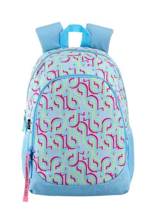 Montichelvo School Bag Backpack Junior High-High School Light Blue with Water Bottle Holder