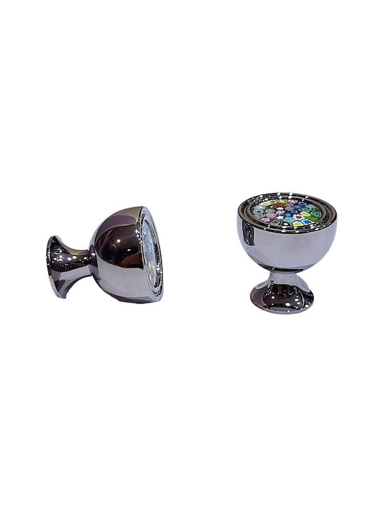 Crystal Handmade Italian Furniture Knob Omp Porro 11421-oro1 Dia 27 Chrome Glossy Mourano