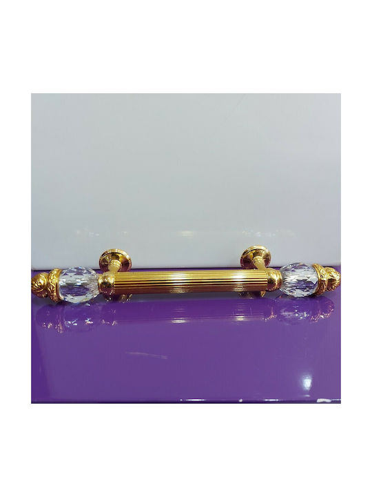 Spanish Brass Front Door Handle Mestre 4922-swa Swarovski Crystal Dimension 25.0cm