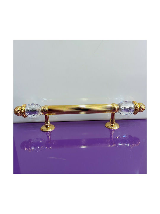 Spanish Brass Front Door Handle Mestre 4922-swa Swarovski Crystal Dimension 25.0cm