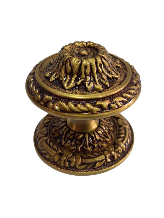 Spanish Brass Front Door Knob Coba 4874-000-20α1 Matte Gold Dimensions 70×70×61 Mm