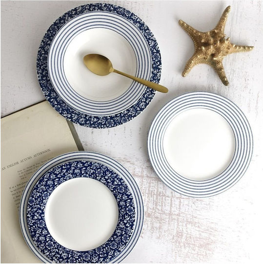 Laura Ashley Blueprints Plate Desert made of Porcelain Blue with Diameter 18cm