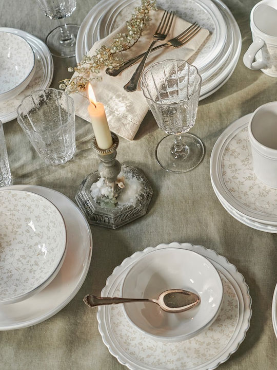 Laura Ashley Artisan Чиния Плитко от Порцелан Бял с Диаметър 26см