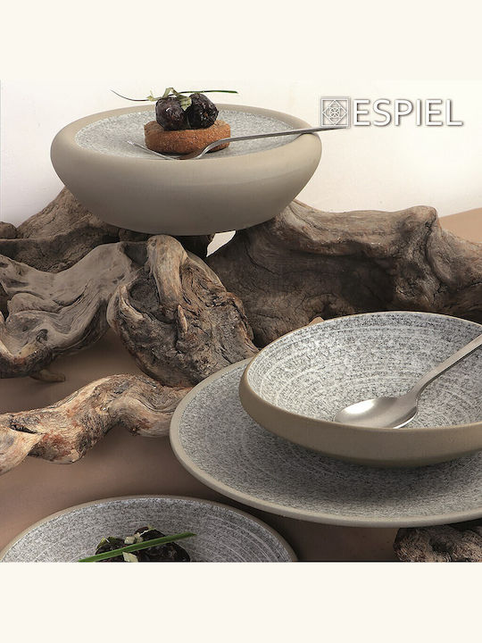 Espiel Corsica Plate Shallow Ceramic Gray with Diameter 23.5cm