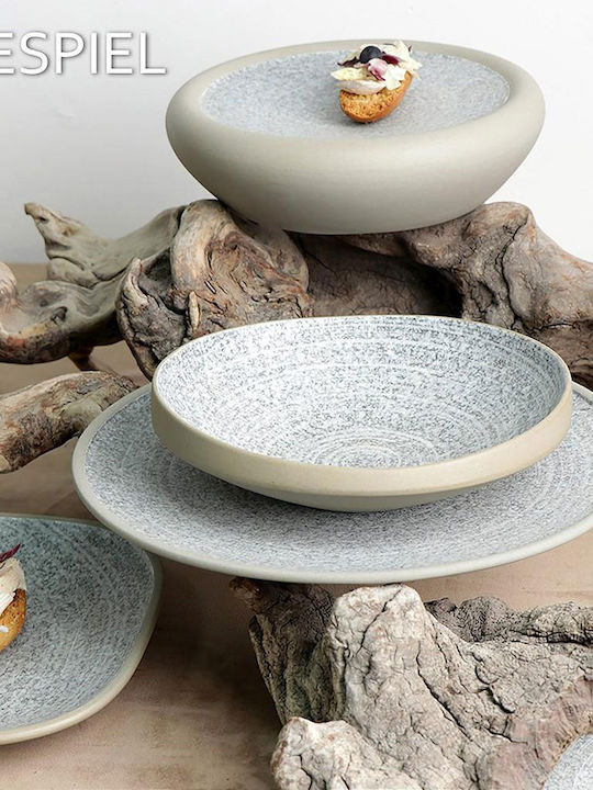 Espiel Corsica Plate Shallow Ceramic Gray with Diameter 23.5cm