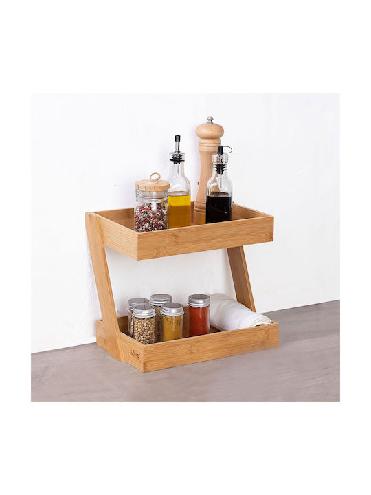 2-stufiges Bambus-Organisationsregal 31,5x22,5x26cm