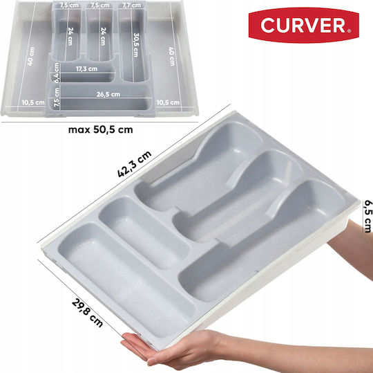 Curver Drawer Cutlery Tray LUN119 Opening Plastic 30x42x6.4cm Grey