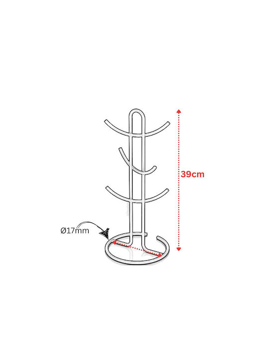 Tekno-Tel Metallic Mug Stand 17x17x39cm Black