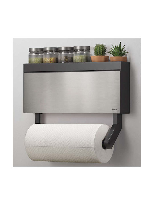 Metaltex Tango Wall Mounted Metallic Silver Paper Towel Holder 37.5x24.4x7cm 254412