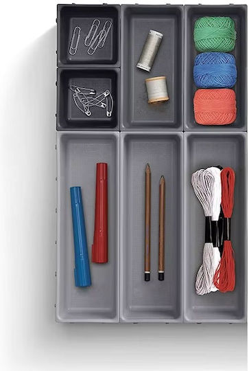 Drawer Cutlery Tray Plastic 27x15.5x10cm 7 Pieces Grey