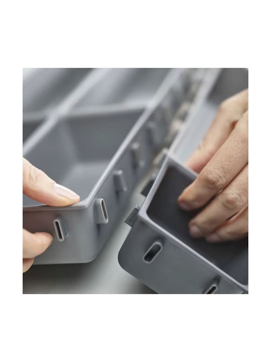 Drawer Cutlery Tray Plastic 27x15.5x10cm 7 Pieces Grey