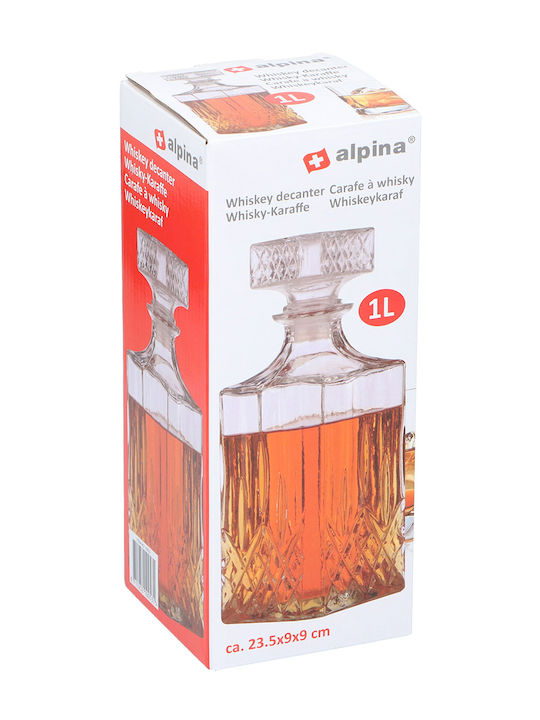 Alpina Appliances Glass Carafe Glass Whiskey Decanter 8.5cm with Stopper 1000ml