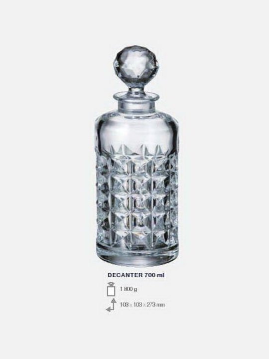 Bohemia Diamond Crystal Whiskey Decanter 28cm with Stopper 700ml