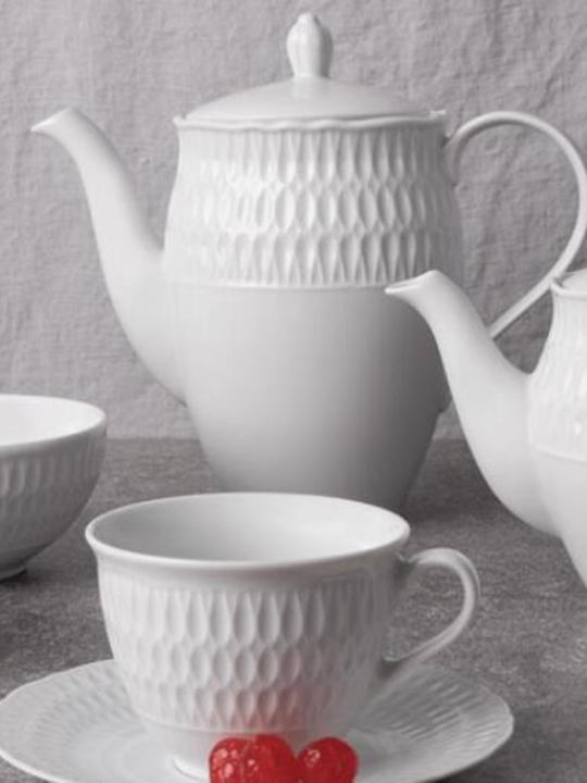 Cmielow Tea Set with Cup Porcelain White 1100ml 27pcs