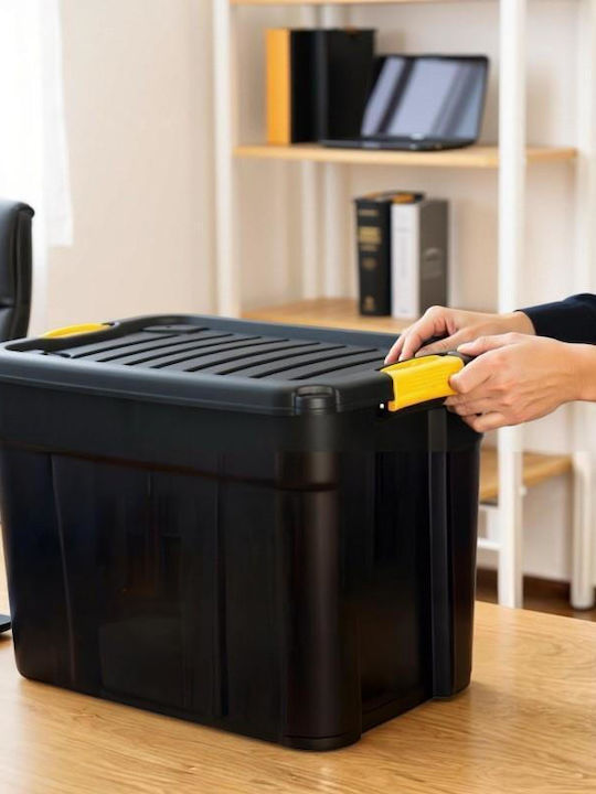 Plastic Storage Box with Lid Black 39x29.5x28.3cm 1pcs