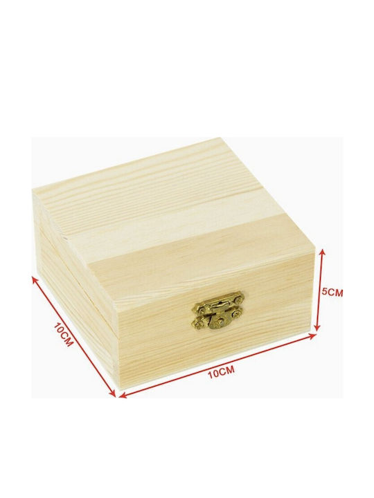 Tpster Ξύλινο Κουτί Αποθήκευσης με Καπάκι 10x10x5cm