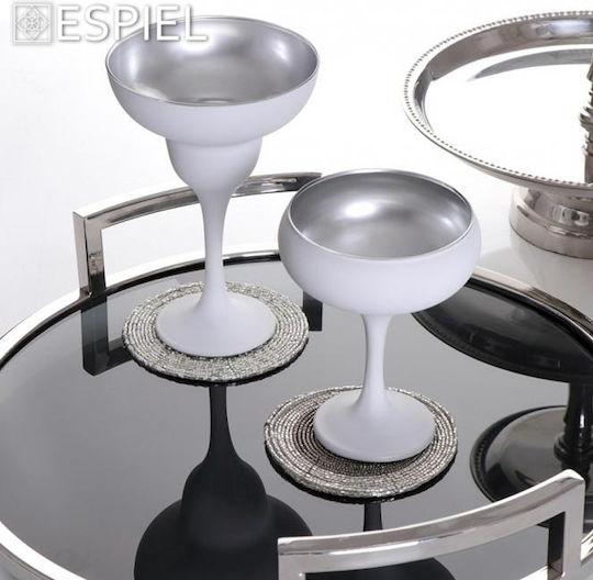 Espiel ROUND Round Coaster Plastic Silver 10cm 6pcs