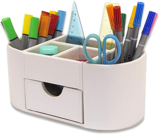 Organizator De Birou Din Piele Alb 25x17.5cm 1 Bucată