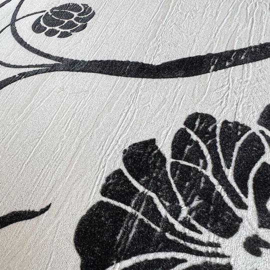 Relief Tapete Wand Ecru Schwarze Blumen 11959 70cm x 10m