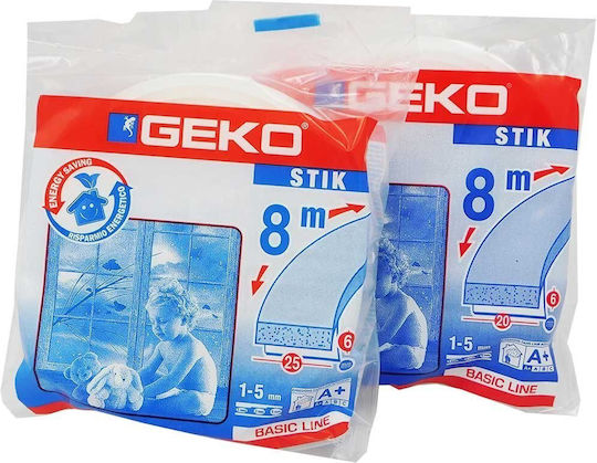 Geko Foam Self-Adhesive Tape Draft Stopper Window in White Color 8mx2.5cm