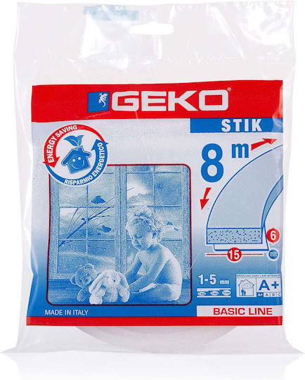 Geko Foam Self-Adhesive Tape Draft Stopper Window in White Color 8mx1.5cm