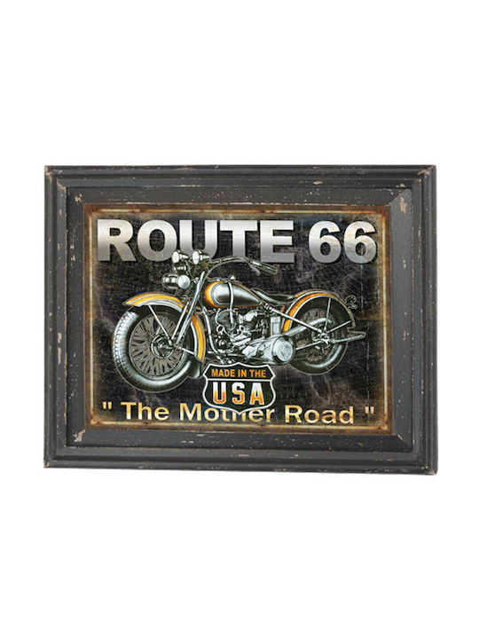 Πίνακας Ξύλινος"route 66" 46cm X 37,5cm