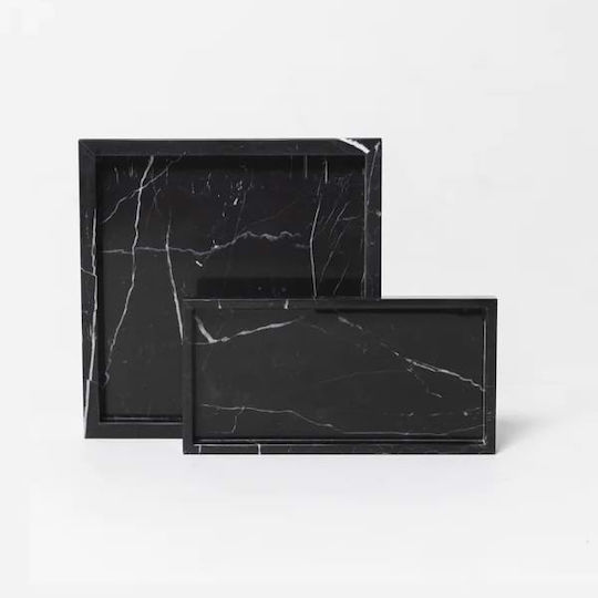Design Is This Piatră Dreptunghiular Tavă de Servire în Culoare Negru 30x15x3cm 1buc