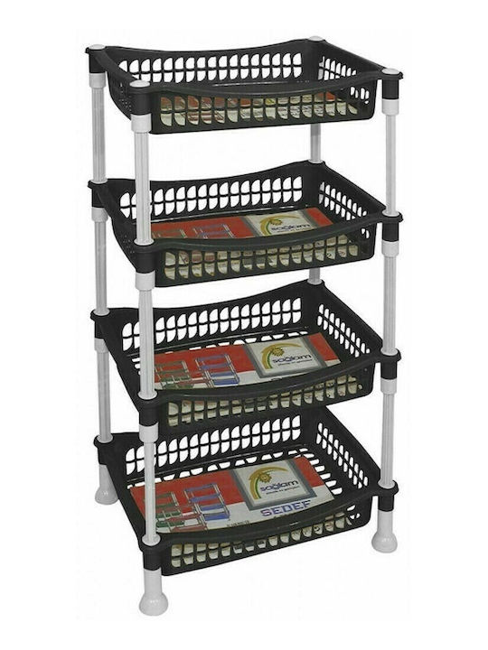 TnS Kitchen Rack Plastic 4 Tiers Black 36x27x70cm