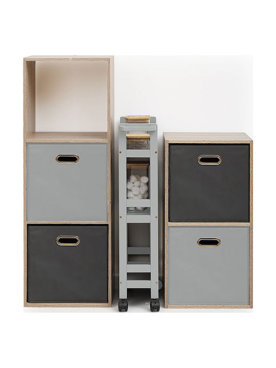 5Five Wooden Kitchen Trolley 3 Tiers Gray 40x15x75cm