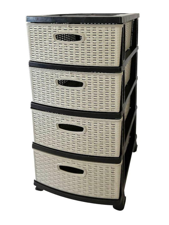 Viosarp Plastic Drawer Unit 4 Tiers Gray 43x36x90cm