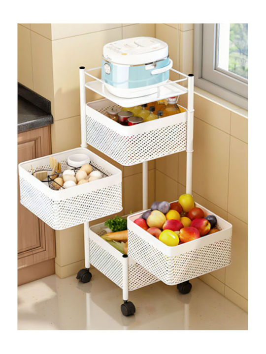 Next Next Metallic Kitchen Trolley 4 Tiers White 27x27x78.5cm