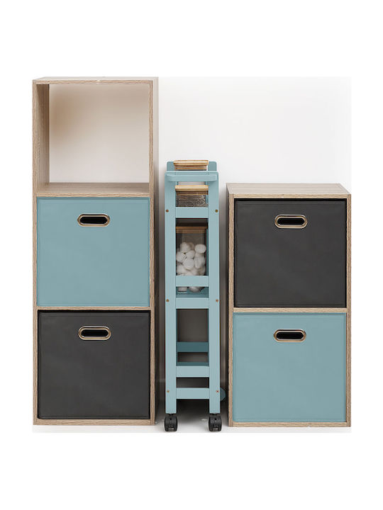 5Five Wooden Kitchen Trolley 3 Tiers Blue 40x15x75cm