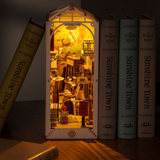 Robotime Παιχνίδι Κατασκευών Ξύλινo DIY Sunshine Town Miniature Bookend για Παιδιά 14+ Ετών