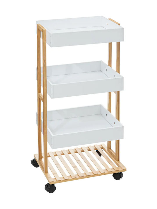 Wooden Kitchen Trolley 4 Tiers White 41x31x88cm