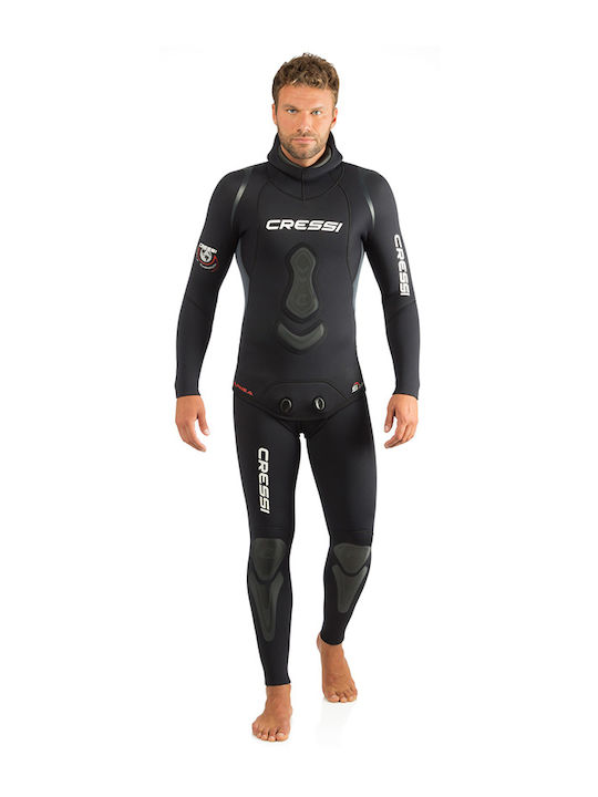 CressiSub Apnea Divisible Shaved Diving Suit with Chest Pad for Spearfishing Black 5mm