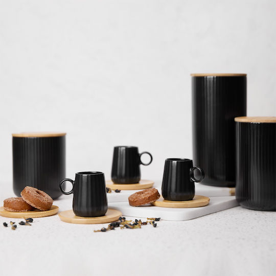 InTheBox Set of Cups Espresso Porcelain Black 6pcs