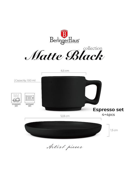 Berlinger Haus Set of Cups Coffee Ceramic Black 100ml 4pcs