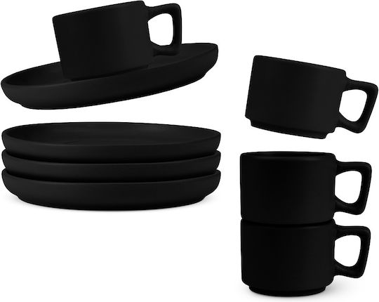 Berlinger Haus Set of Cups Coffee Ceramic Black 100ml 4pcs
