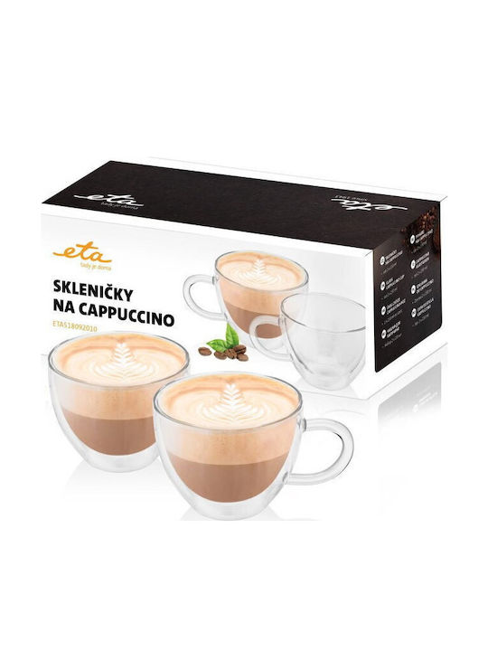 ETA Комплект чаши Cappuccino Стъклени Прозрачни 230мл 2бр