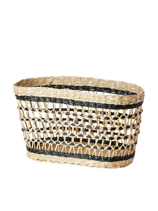Wicker Baskets Set 3 Pieces Collect Black Natural 28x12x12 32x13x18 36x14x20cm