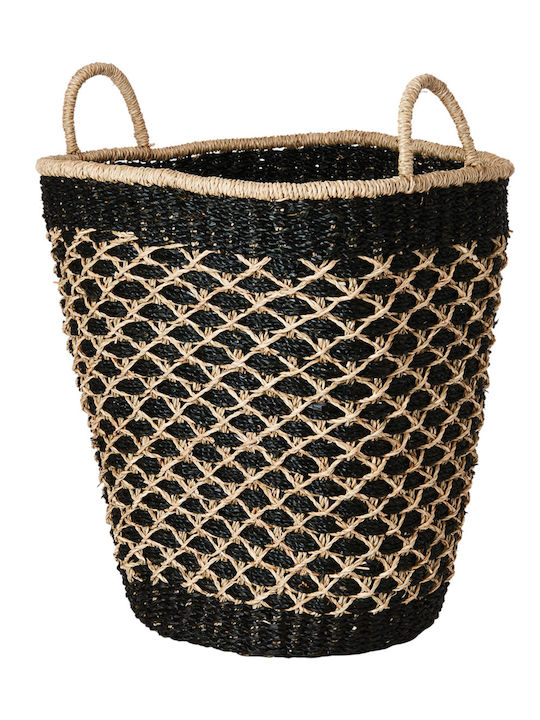 Wicker Storage Baskets Black Natural Set 2 Pieces