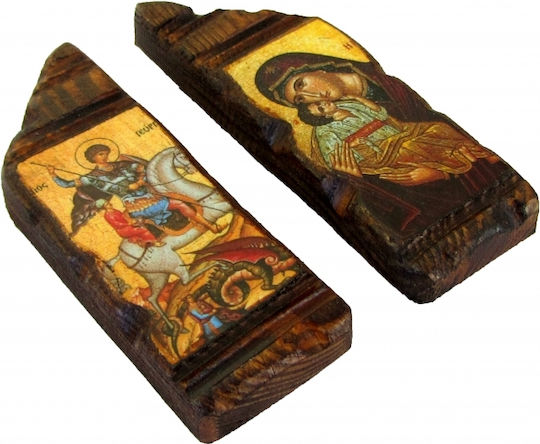 Set of 2 Magnet Pictures of Virgin Mary & Saint George 7.5x2.5 Cm Each