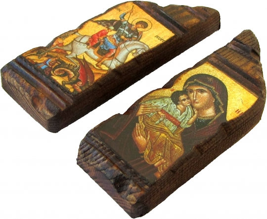 Set of 2 Magnet Pictures of Virgin Mary & Saint George 7.5x2.5 Cm Each