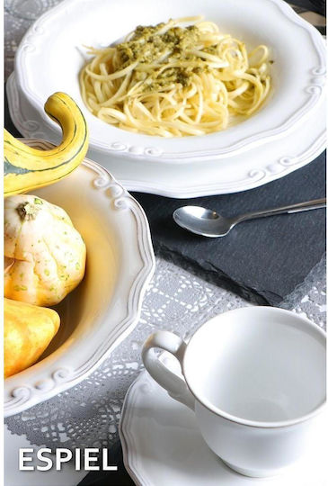 Espiel Tiffany Ceramic Salad Bowl White 26x26x7cm