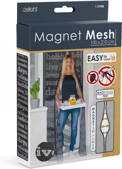 Delight Mosquito Net Door with Velcro with Magnetic Clasp Black 210x100cm