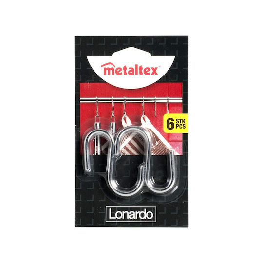 Metaltex 350342 Κρεμαστράκια Φορετά Μεταλλικά Ασημί 6τμχ